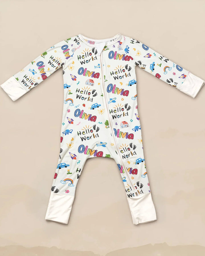 Custom name "Hello World" - Crayon Style Convertible Zippy - Zumbamboo