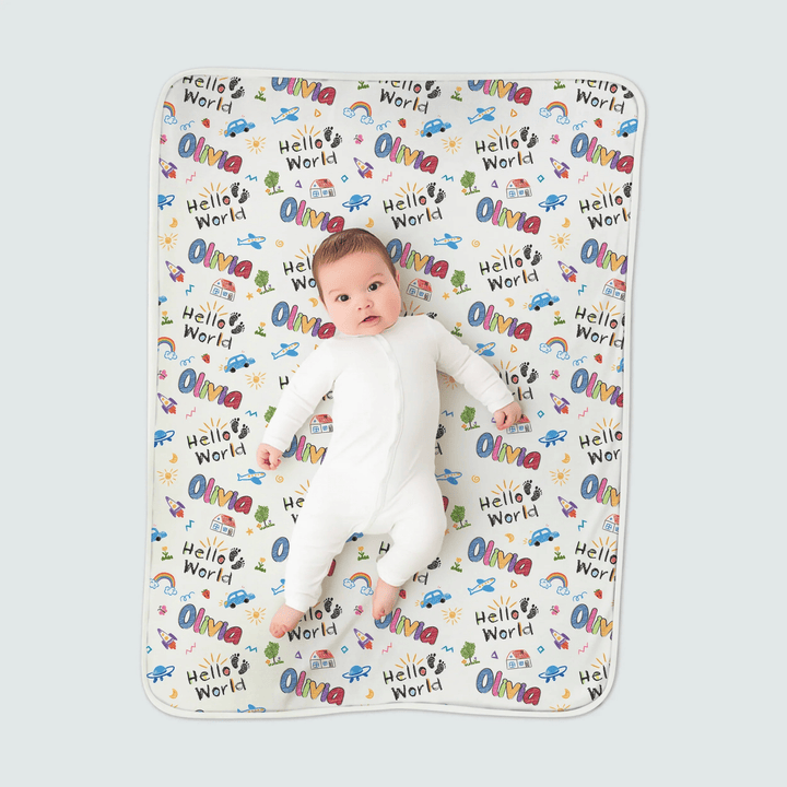 Custom Name "Hello World" - Toddler Blanket - Zumbamboo