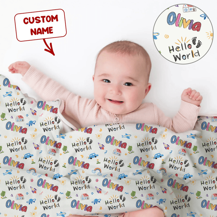 Custom Name "Hello World" - Toddler Blanket - Zumbamboo