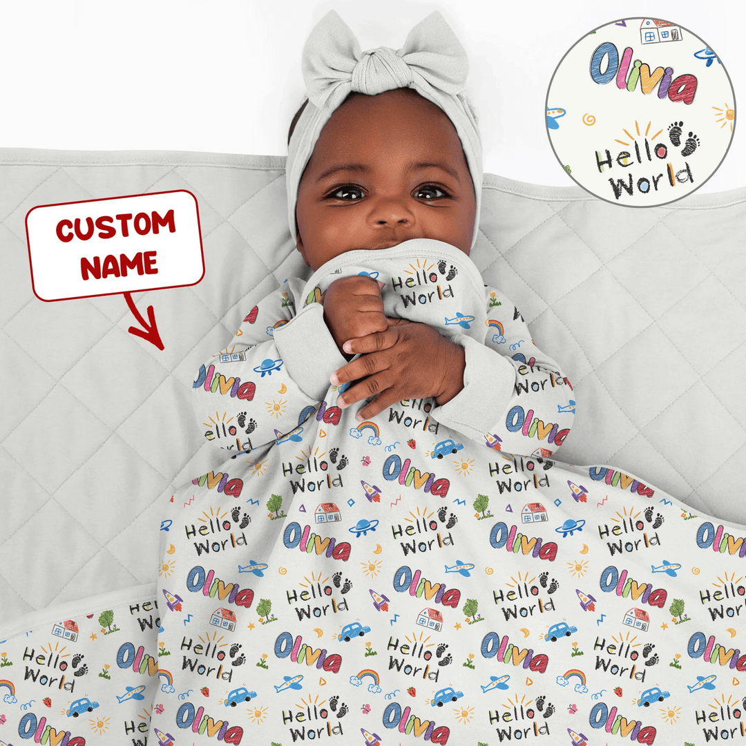 Custom Name "Hello World" - Toddler Blanket - Zumbamboo