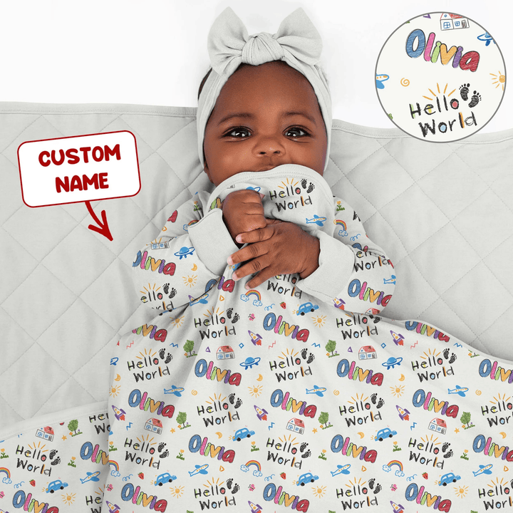 Custom Name "Hello World" - Toddler Blanket - Zumbamboo
