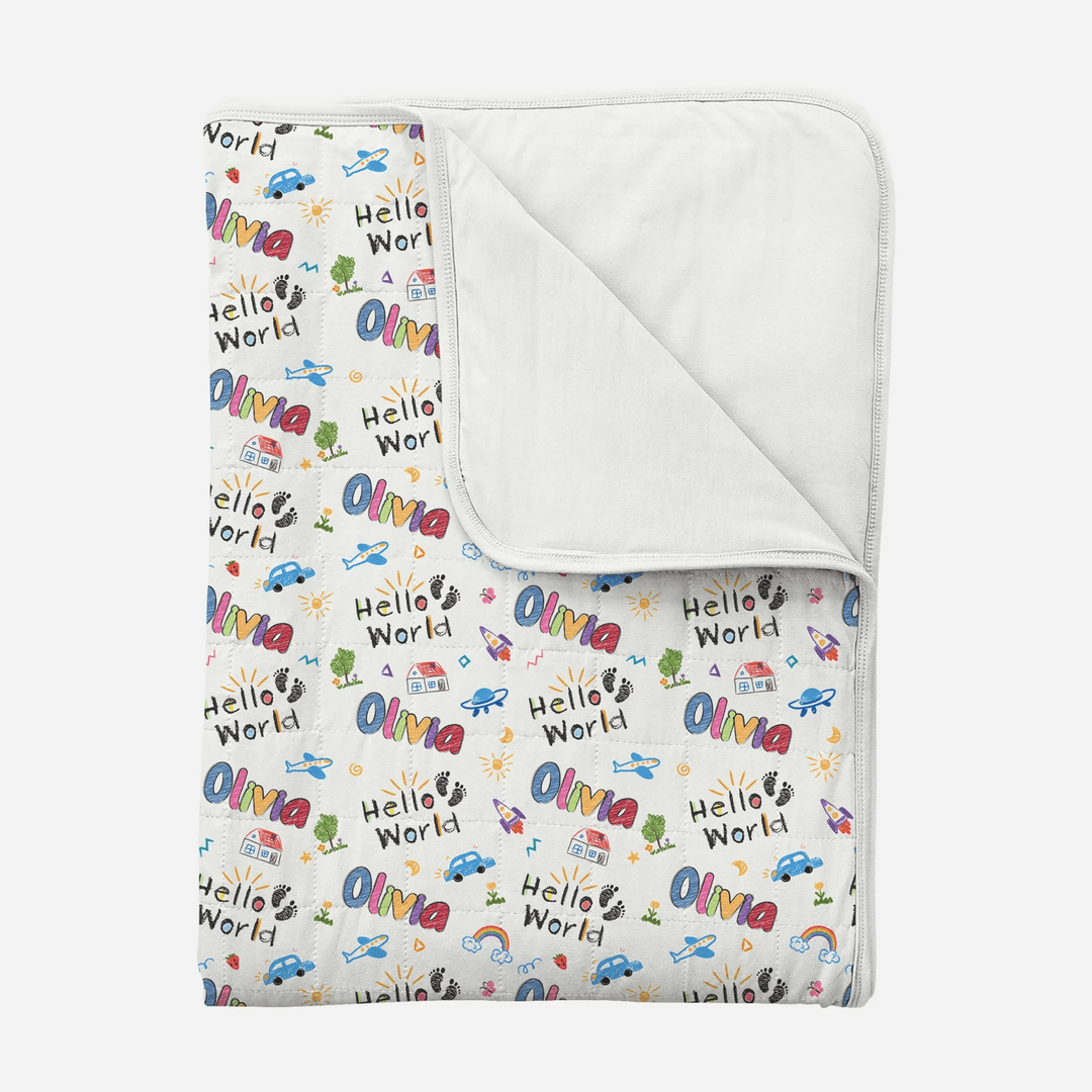 Custom Name "Hello World" - Toddler Blanket - Zumbamboo