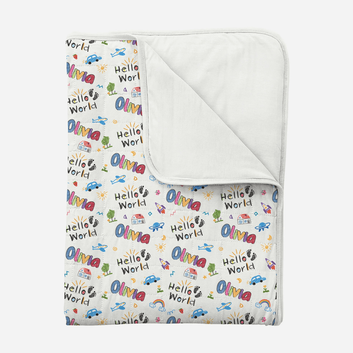 Custom Name "Hello World" - Toddler Blanket - Zumbamboo