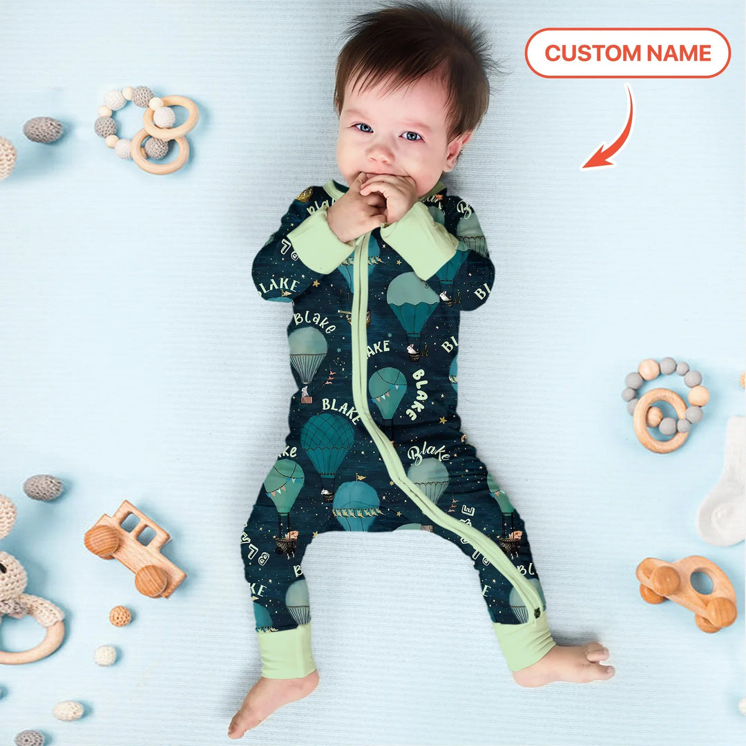 Custom Name Hot Air Balloon Green Convertible Zippy - Zumbamboo