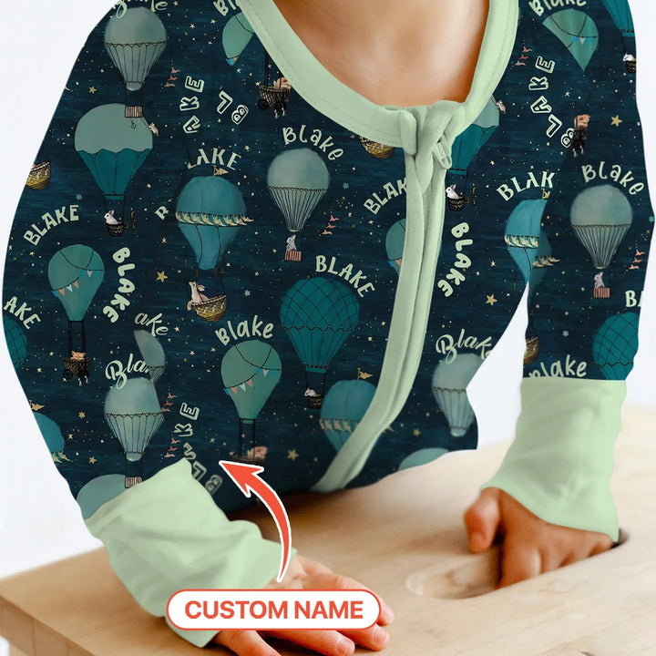 Custom Name Hot Air Balloon Green Convertible Zippy - Zumbamboo