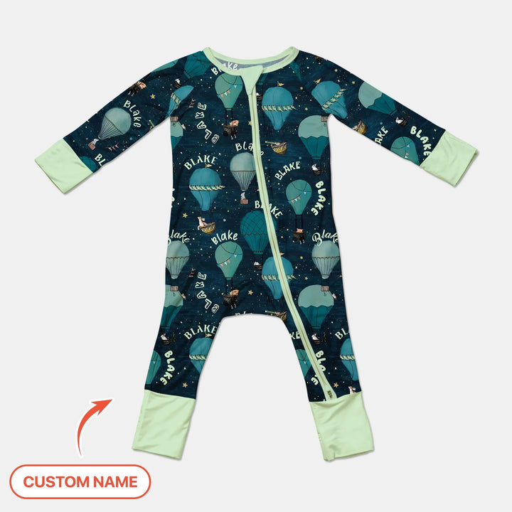 Custom Name Hot Air Balloon Green Convertible Zippy - Zumbamboo