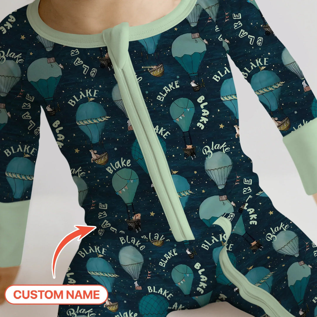 Custom Name Hot Air Balloon Green Convertible Zippy - Zumbamboo