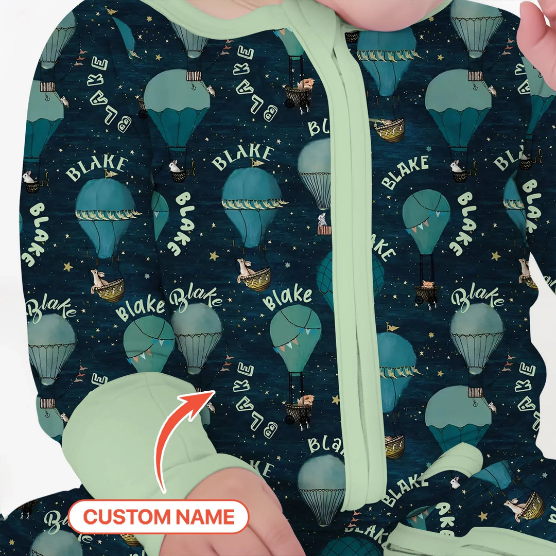 Custom Name Hot Air Balloon Green Convertible Zippy - Zumbamboo