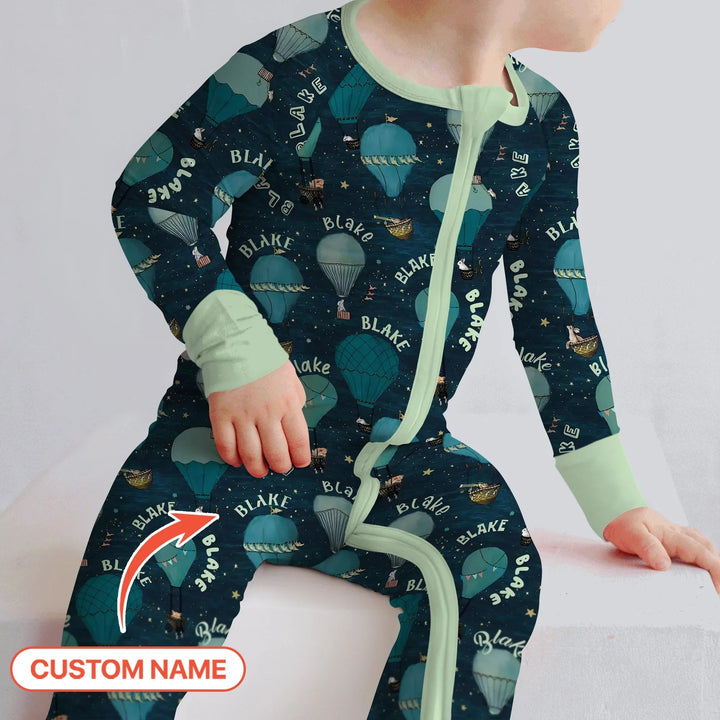 Custom Name Hot Air Balloon Green Convertible Zippy - Zumbamboo