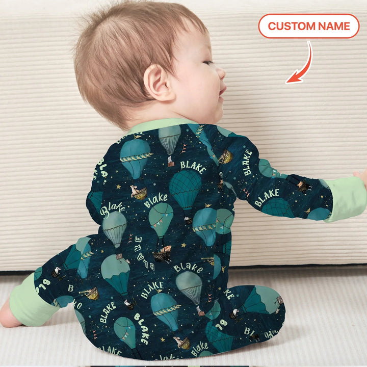 Custom Name Hot Air Balloon Green Convertible Zippy - Zumbamboo