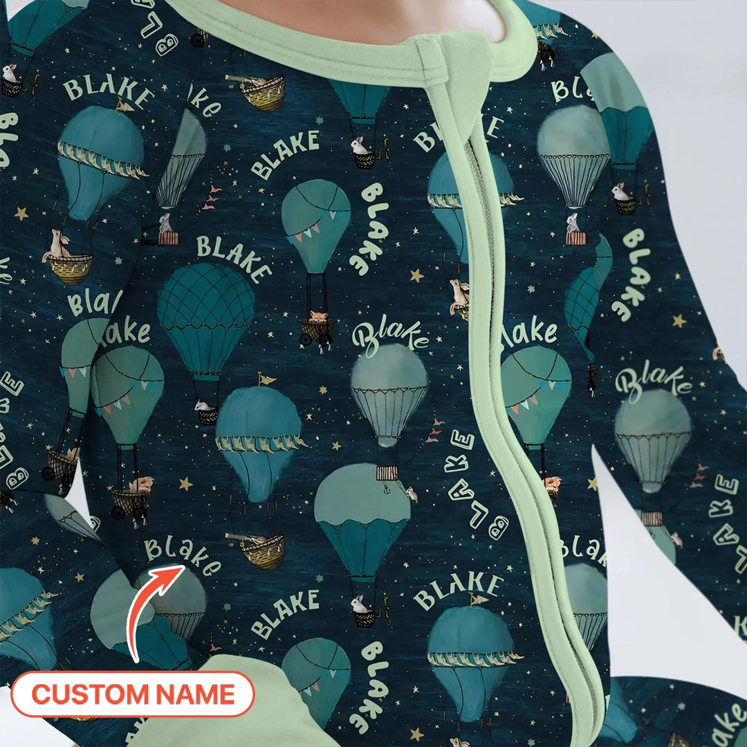 Custom Name Hot Air Balloon Green Convertible Zippy - Zumbamboo