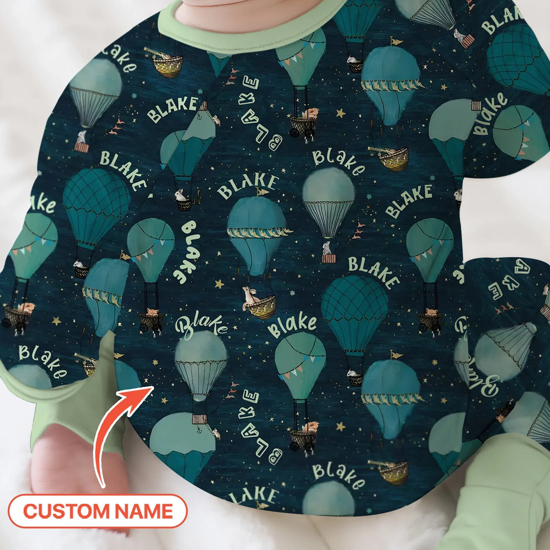 Custom Name Hot Air Balloon Green Convertible Zippy - Zumbamboo
