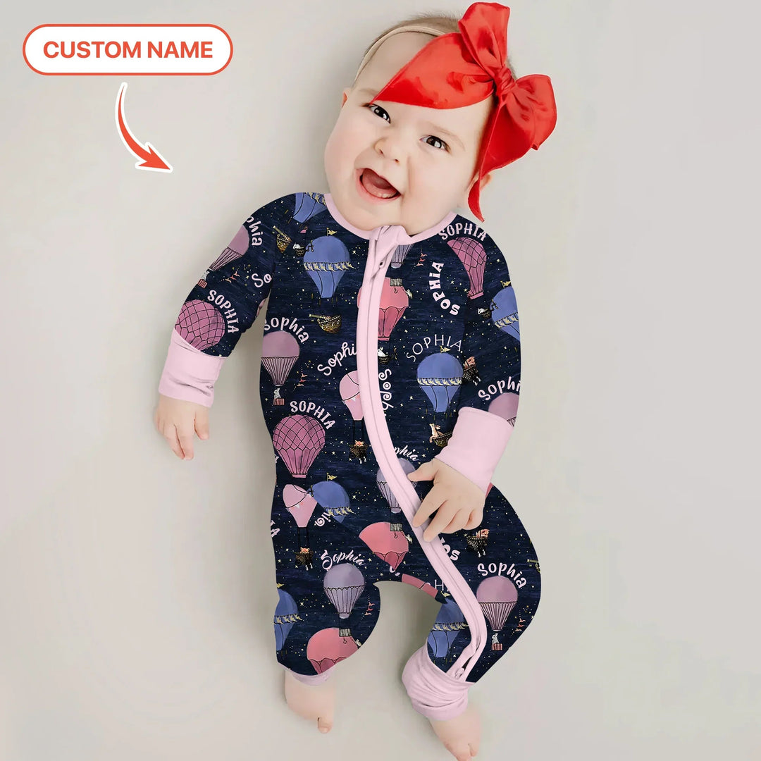 Custom Name Hot Air Balloon Pink Convertible Zippy - Zumbamboo