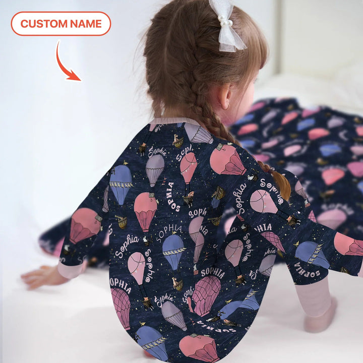 Custom Name Hot Air Balloon Pink Convertible Zippy - Zumbamboo