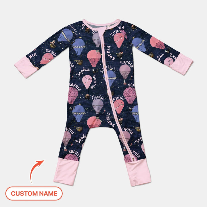 Custom Name Hot Air Balloon Pink Convertible Zippy - Zumbamboo