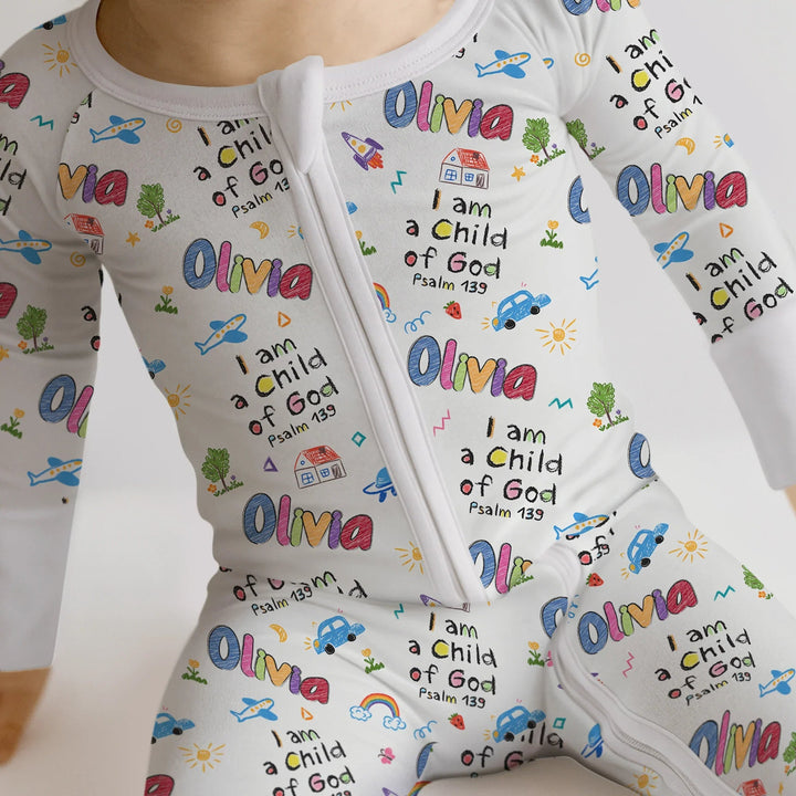 Custom name "I am a Child of God" - Crayon Style Convertible Zippy - Zumbamboo