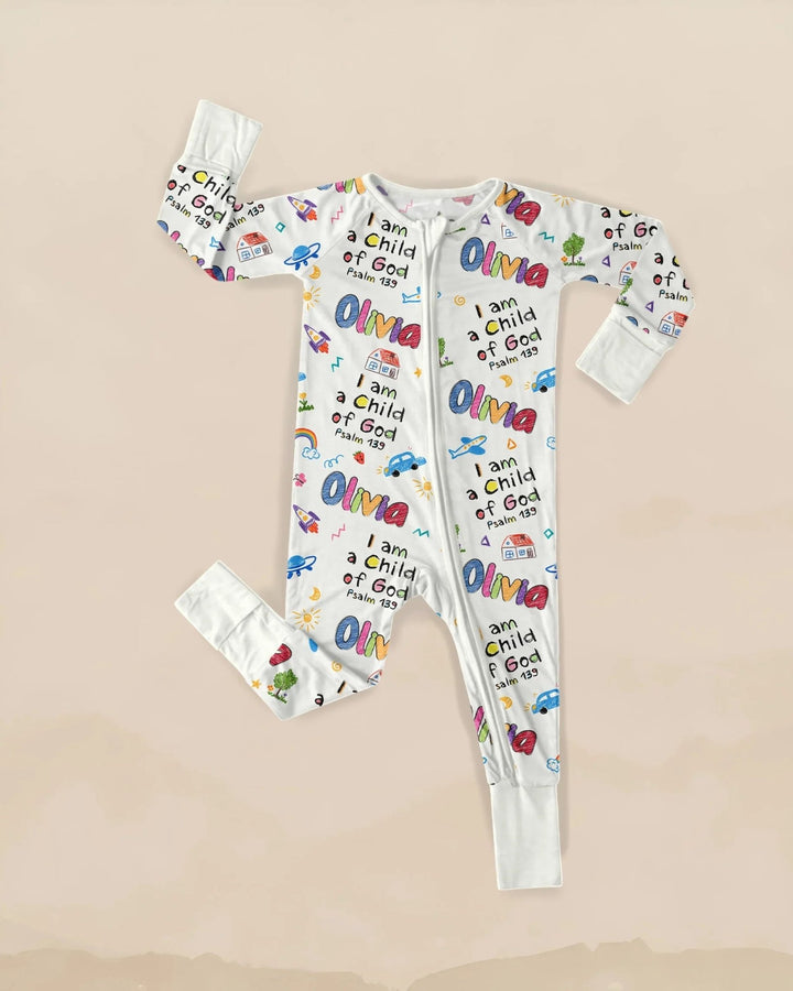 Custom name "I am a Child of God" - Crayon Style Convertible Zippy - Zumbamboo