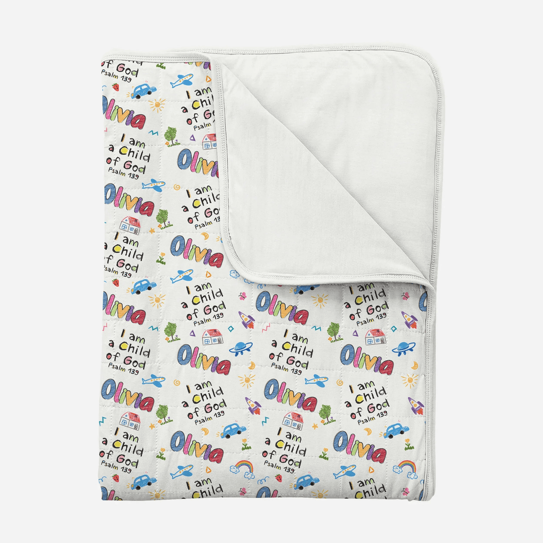 Custom Name "I am a Child of God" - Toddler Blanket - Zumbamboo