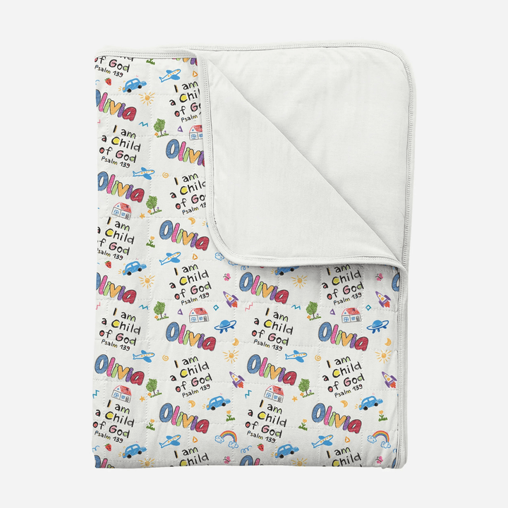 Custom Name "I am a Child of God" - Toddler Blanket - Zumbamboo