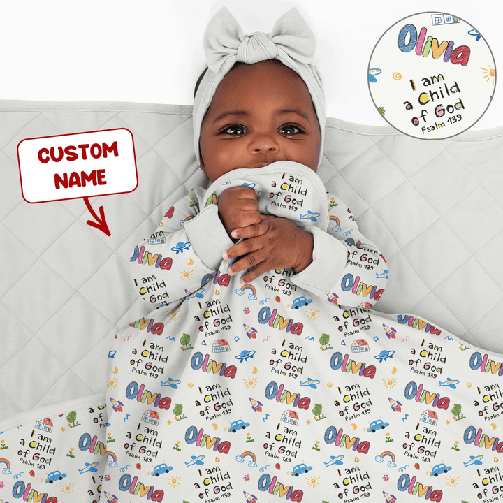 Custom Name "I am a Child of God" - Toddler Blanket - Zumbamboo
