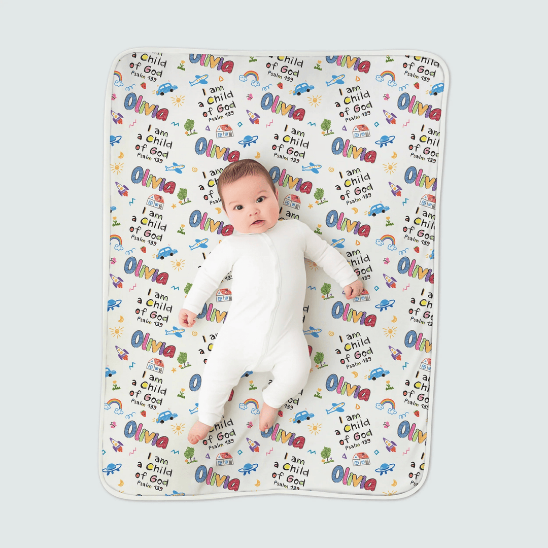 Custom Name "I am a Child of God" - Toddler Blanket - Zumbamboo