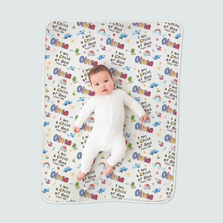 Custom Name "I am a Child of God" - Toddler Blanket - Zumbamboo