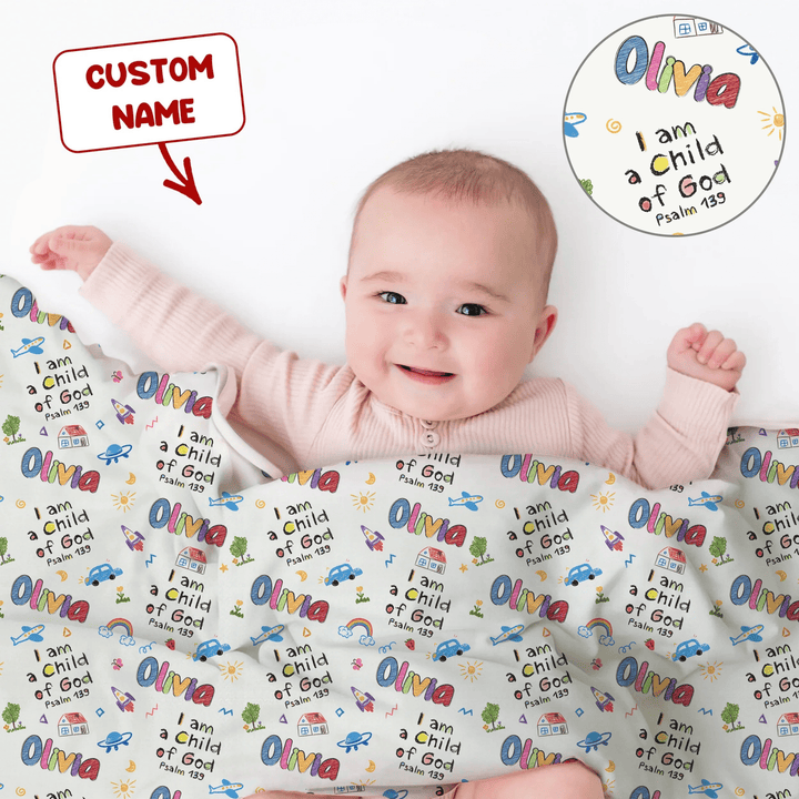 Custom Name "I am a Child of God" - Toddler Blanket - Zumbamboo