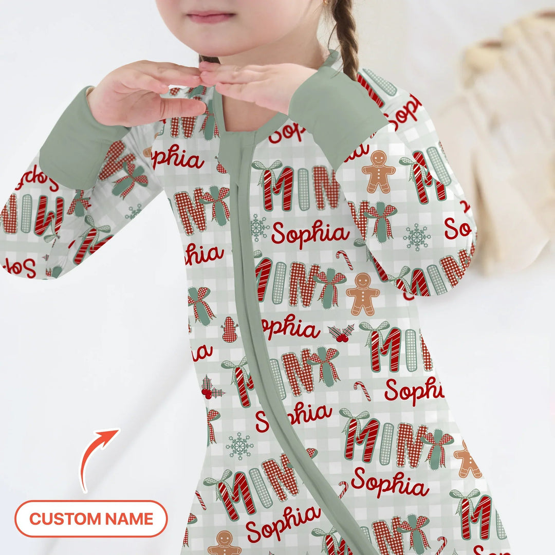 Custom Name Mama Mini Matching Christmas Convertible Zippy (Green) - Zumbamboo