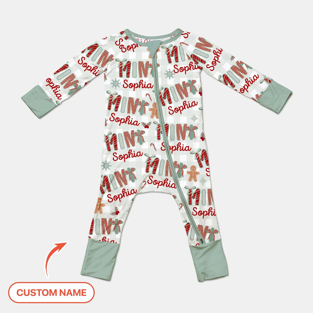 Custom Name Mama Mini Matching Christmas Convertible Zippy (Green) - Zumbamboo