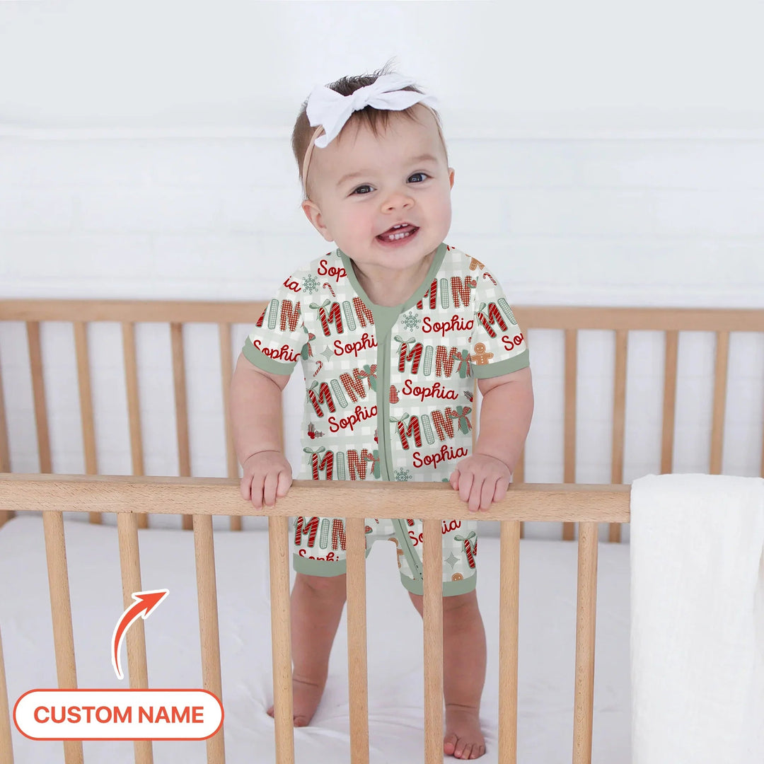 Custom Name Mama Mini Matching Christmas Shorty Zippy (Green) - Zumbamboo