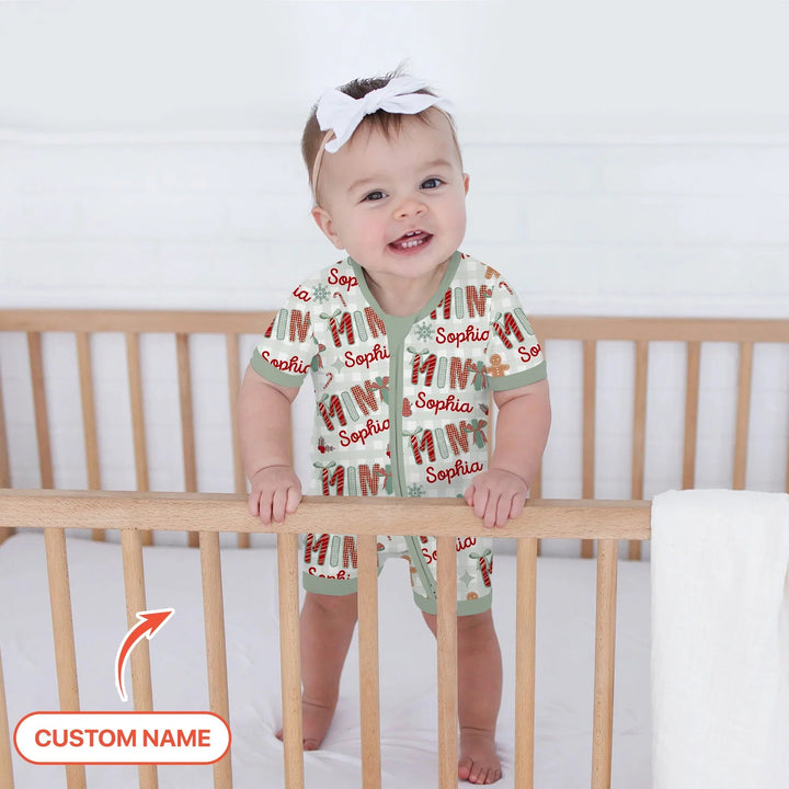 Custom Name Mama Mini Matching Christmas Shorty Zippy (Green) - Zumbamboo