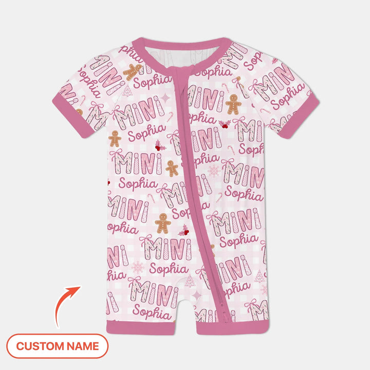 Custom Name Mama Mini Matching Christmas Shorty Zippy (Pink) - Zumbamboo