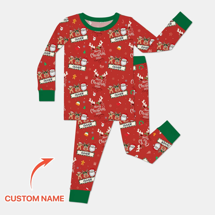 Custom Name "Merry Christmas My Deer" For Boy - Two Piece Long Sleeve Pajama Set - Zumbamboo