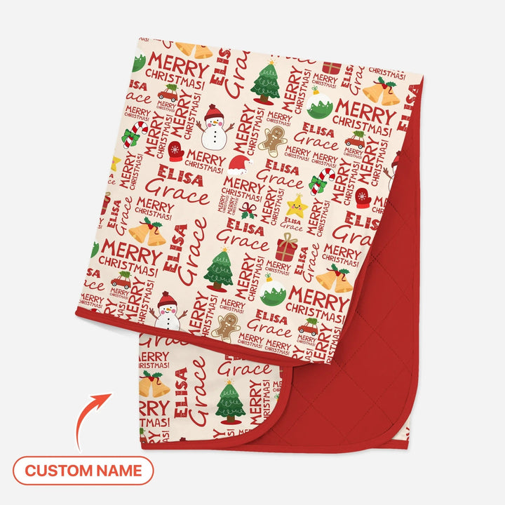 Custom Name Merry Christmas Quilt Blanket , Custom Name Merry Christmas Quilt Blanket - 1.0 TOG