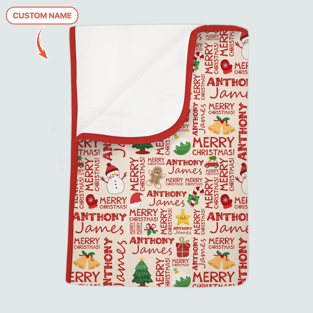 Custom Name Merry Christmas Toddler Blanket - Zumbamboo