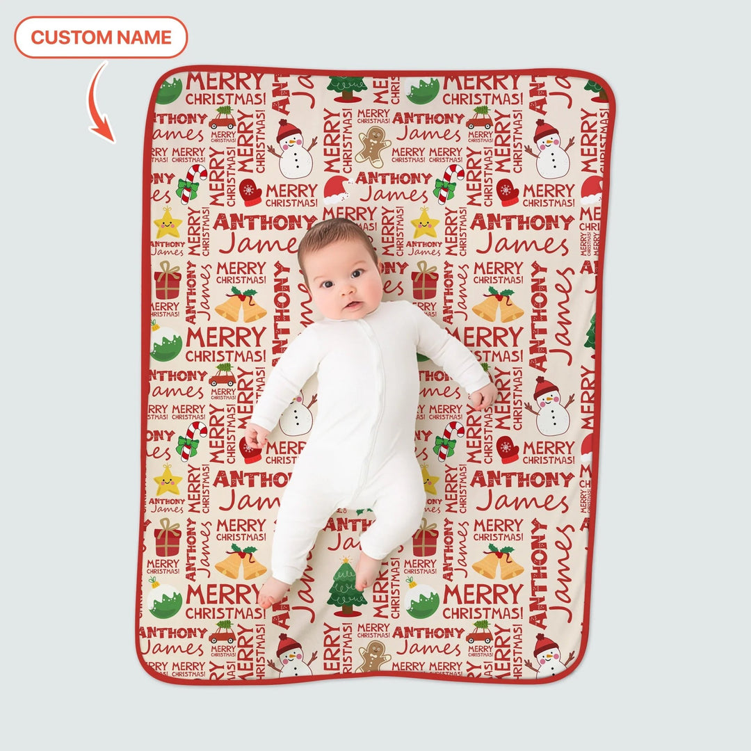 Custom Name Merry Christmas Toddler Blanket - Zumbamboo