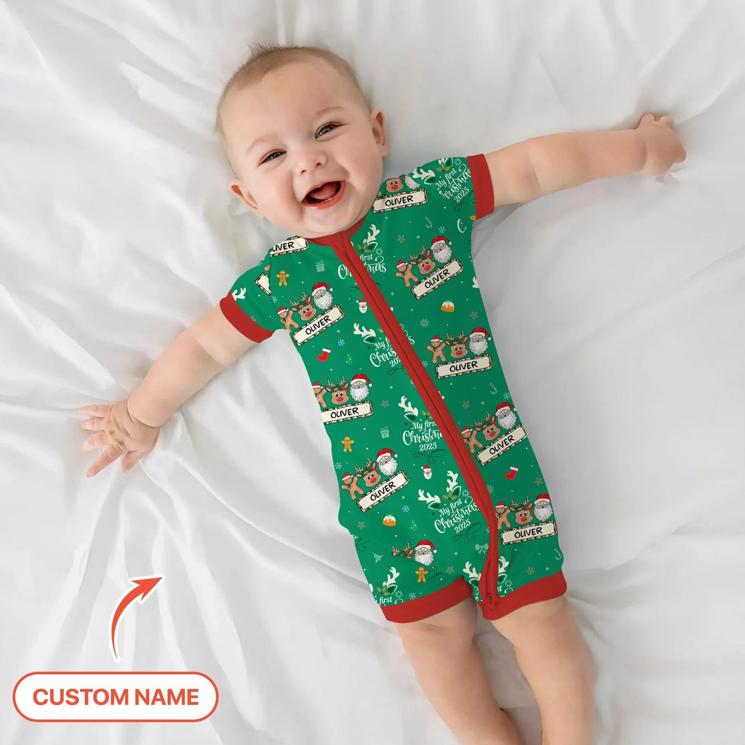 Custom Name "My Deer First's Christmas" For Boy - Shorty Zippy - Zumbamboo