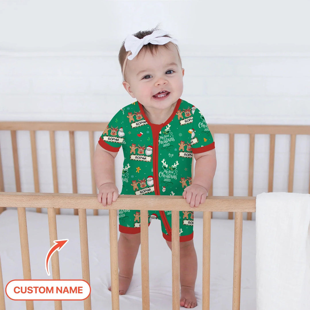 Custom Name "My Deer First's Christmas" For Girl - Shorty Zippy - Zumbamboo