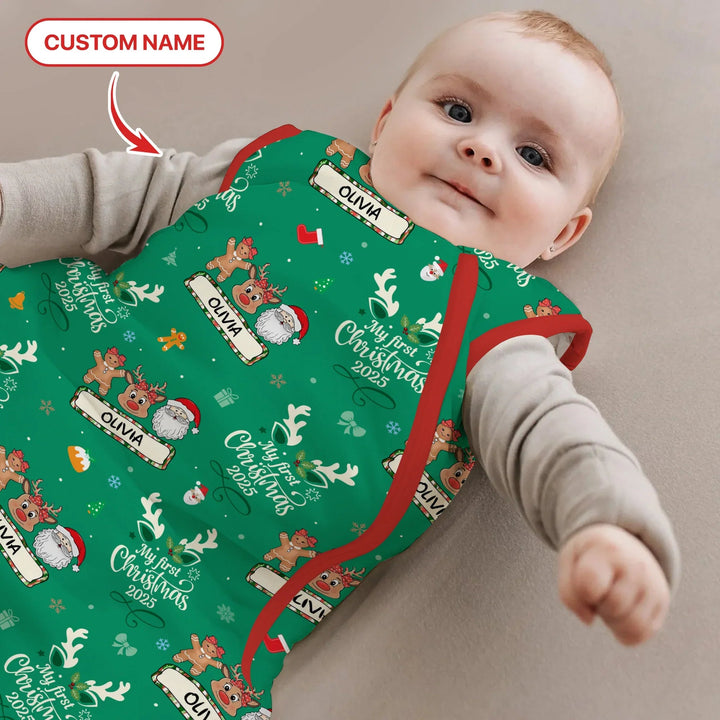Custom Name "My Deer First's Christmas" For Girl - Sleep Bag - Zumbamboo