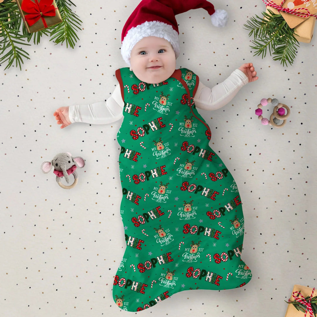 Custom Name "My First Christmas 2025" Sleep Bag - Zumbamboo