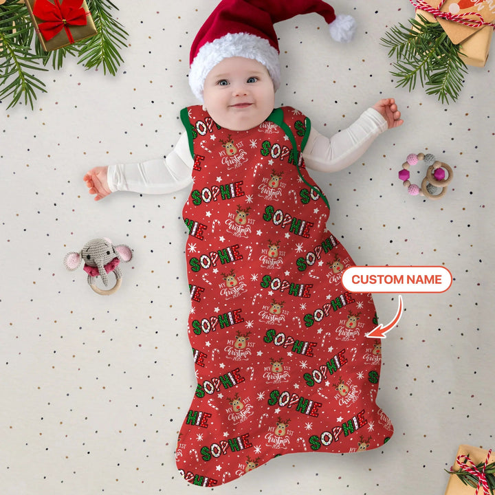 Custom Name "My First Christmas 2025" Sleep Bag - Zumbamboo