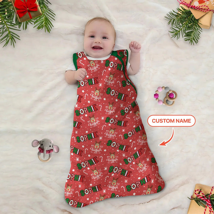 Custom Name "My First Christmas 2025" Sleep Bag - Zumbamboo