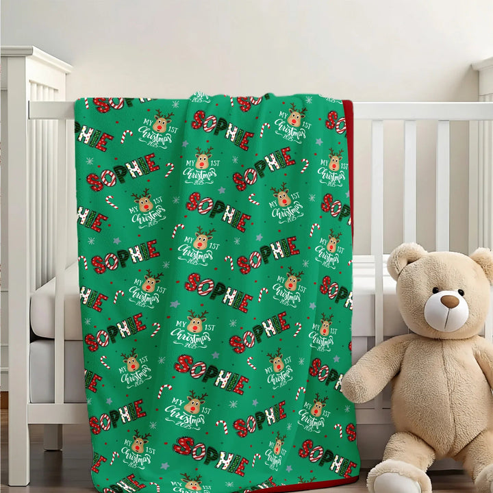 Custom Name "My First Christmas 2025" Toddler Blanket , Custom Name "My First Christmas 2025" Toddler Blanket - Default Title
