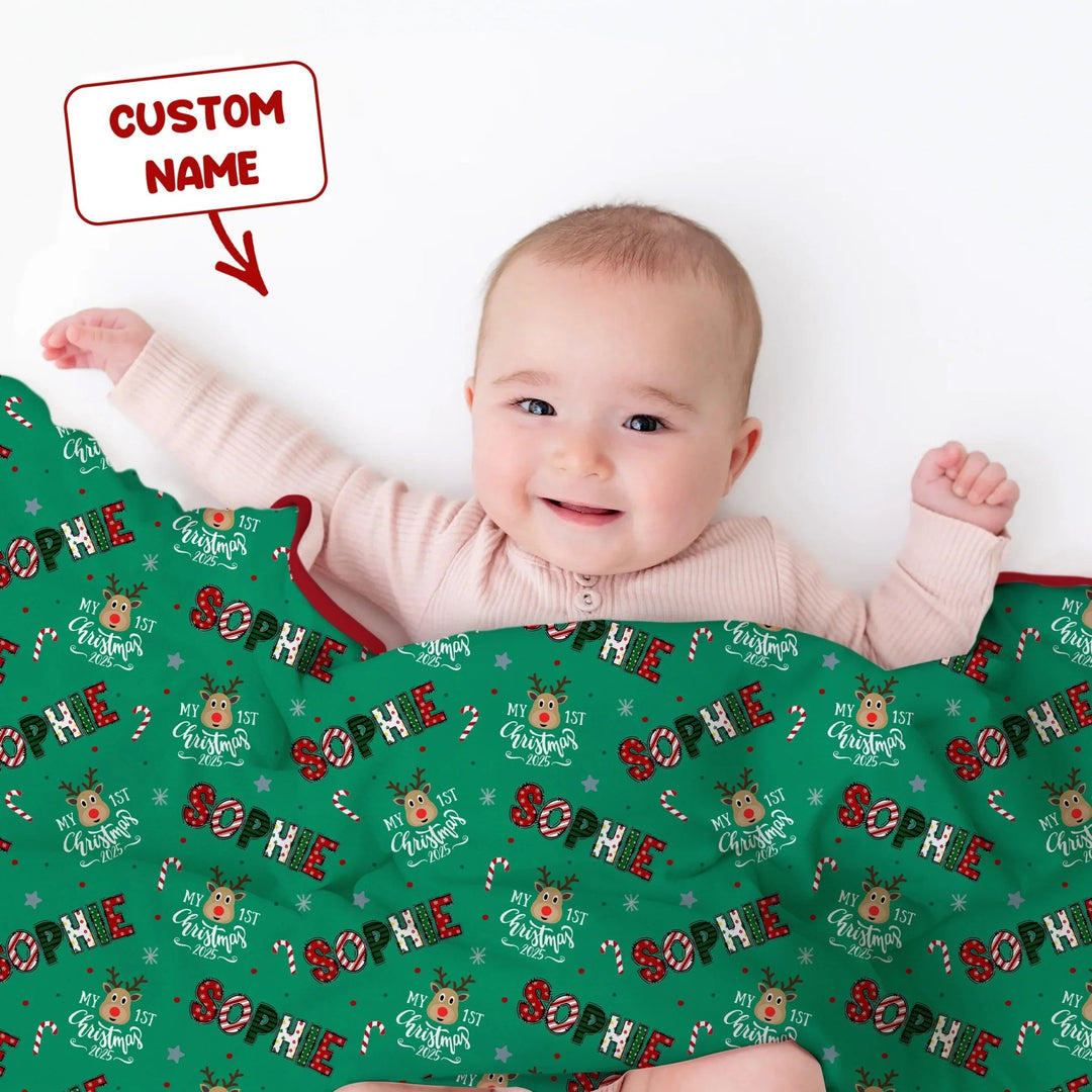 Custom Name "My First Christmas 2025" Toddler Blanket , Custom Name "My First Christmas 2025" Toddler Blanket - Default Title