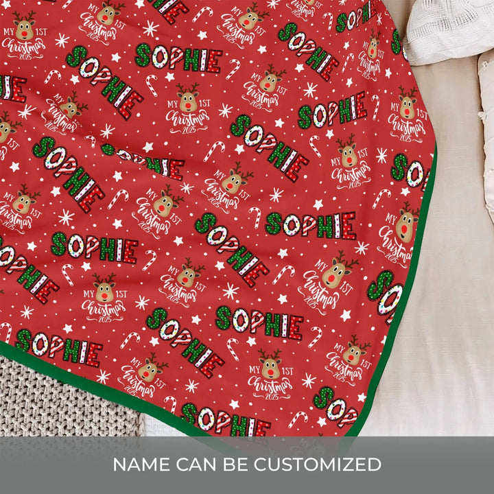 Custom Name "My First Christmas 2025" Toddler Blanket , Custom Name "My First Christmas 2025" Toddler Blanket - Default Title