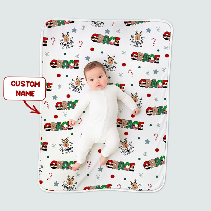 Custom Name "My First Christmas 2025" - Toddler Blanket (G) - Zumbamboo