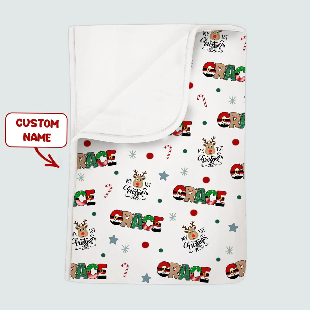 Custom Name "My First Christmas 2025" - Toddler Blanket (G) - Zumbamboo
