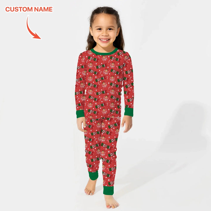 Custom Name "My First Christmas 2025" Two Piece Long Sleeve Pajama Set - Zumbamboo