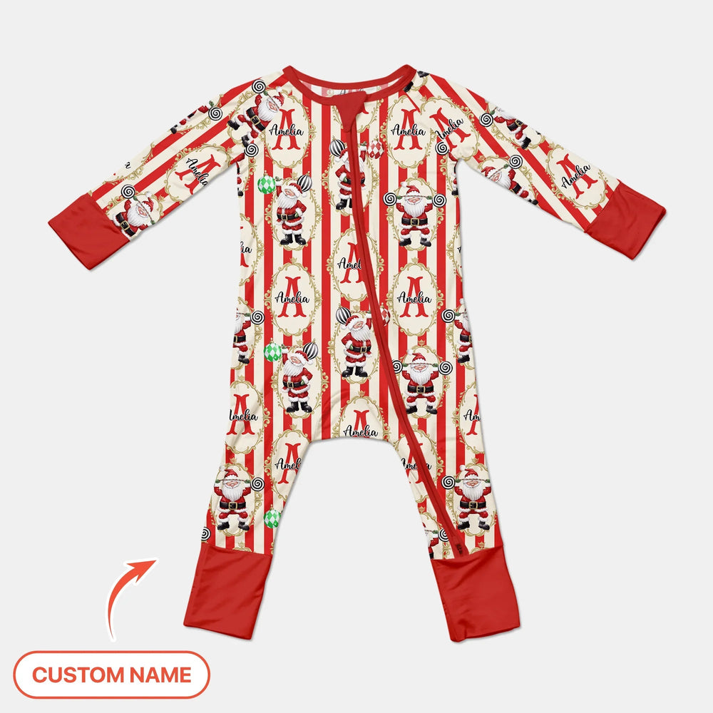 Custom Name Santa Stripes Convertible Zippy - Zumbamboo