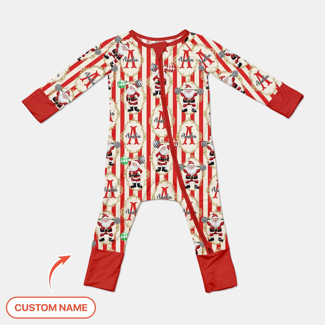 Custom Name Santa Stripes Convertible Zippy - Zumbamboo